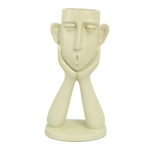 Portavaso in resina viso bianco cm14x8h25,5