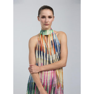 Abito corto con stampa multi-stripe