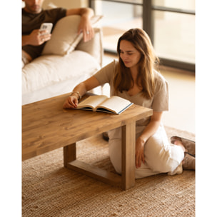 Mesa de centro de madera maciza en tono roble oscuro de varias medidas