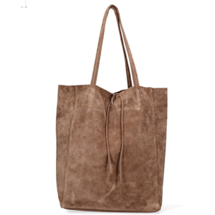 Borsa a mano da donna Made in Italy - Modello Lumena Prime - 100% pelle scamosciata - 28.0 x 35.5 x 12.5 cm