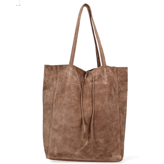 Borsa a mano da donna Made in Italy - Modello Lumena Prime - 100% pelle scamosciata - 28.0 x 35.5 x 12.5 cm