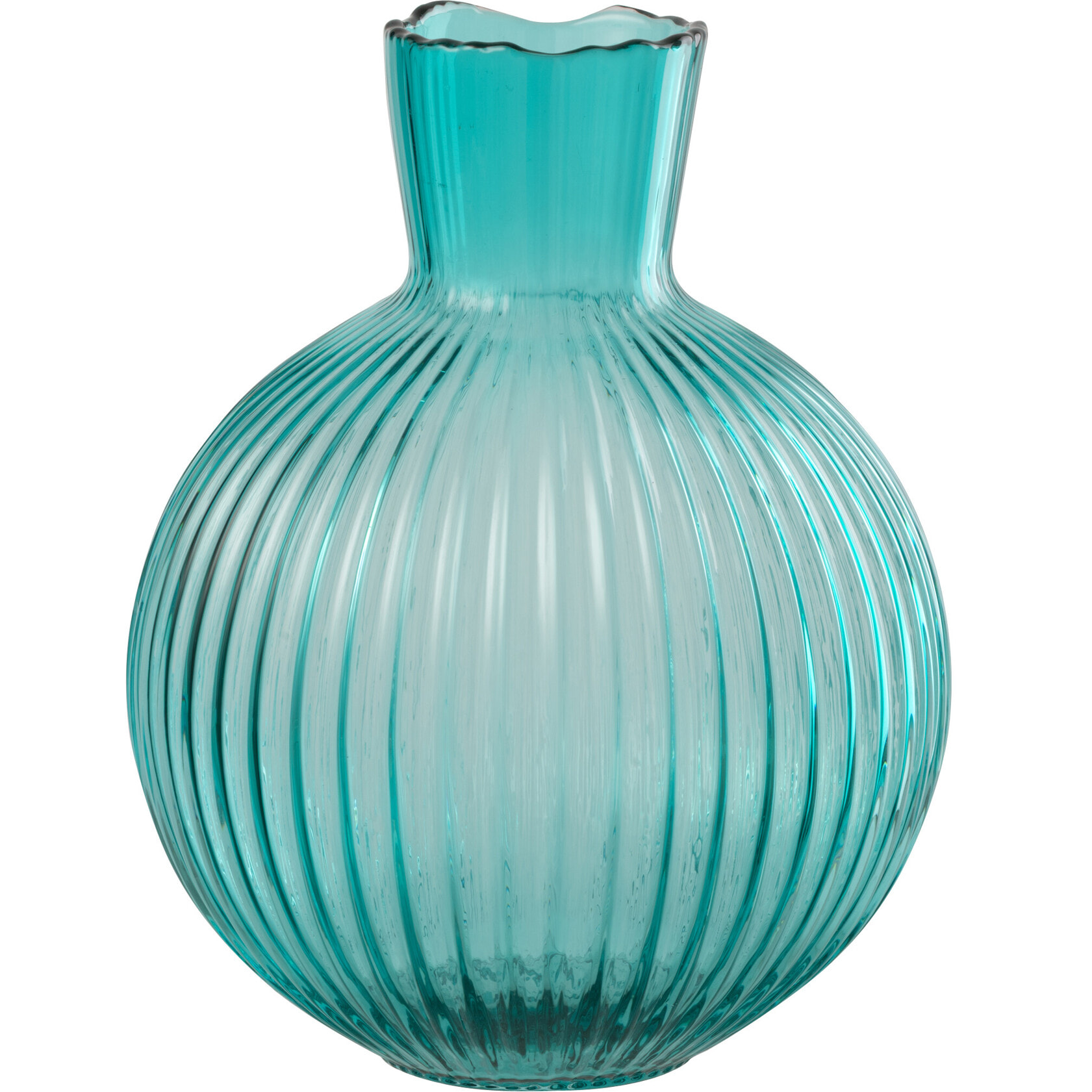 J-Line Vase Balle Cotelié - verre - turquoise - small