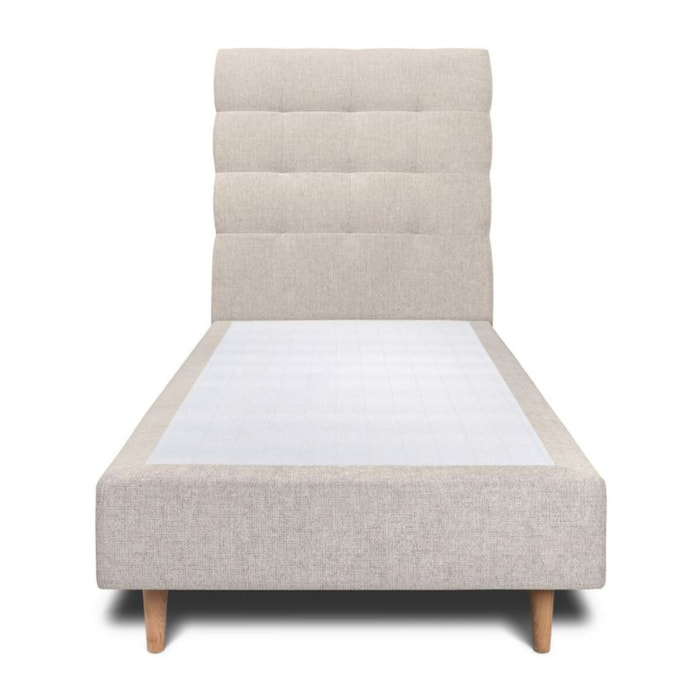 Lit avec tête de lit capitonnée tissu et sommier tapissier Ep20