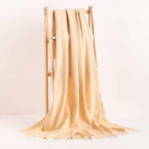 Plaid en coton tissé jaune 130x170 cm