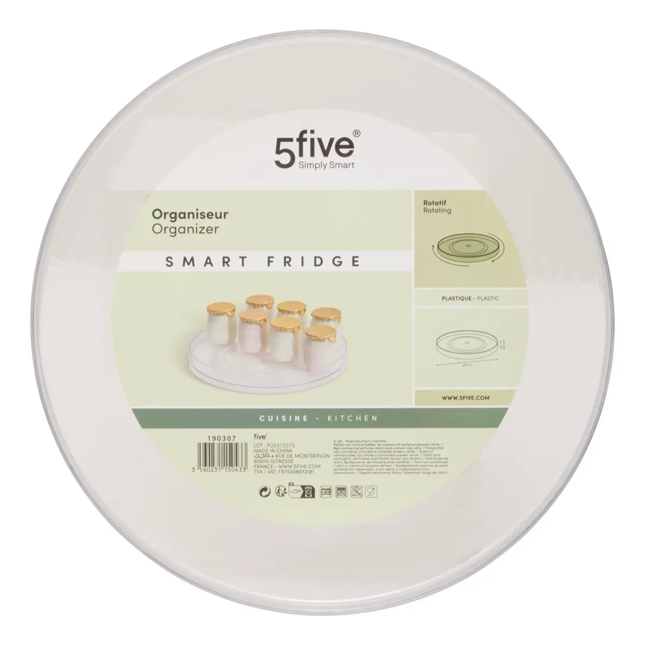 Organiseur rotatif Smart fridge D29cm transparent