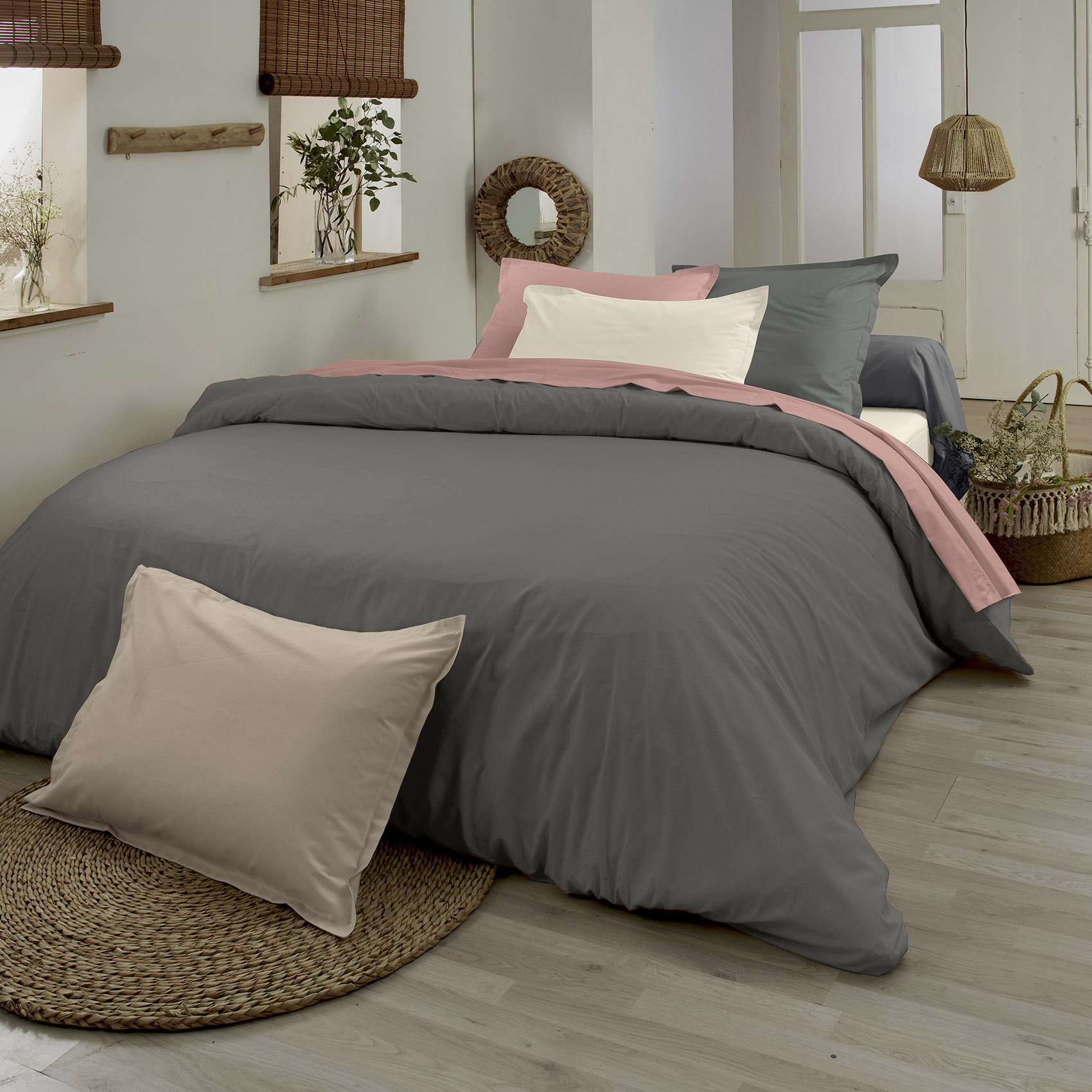 Housse de couette en coton biologique - Marron Clair