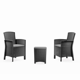 Ensemble de jardin 2 fauteuils gris anthracite avec table basse PASTO