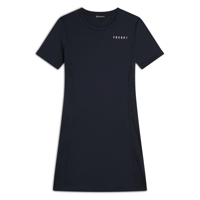 Vestito a maniche corte in jersey con dettagli floreali