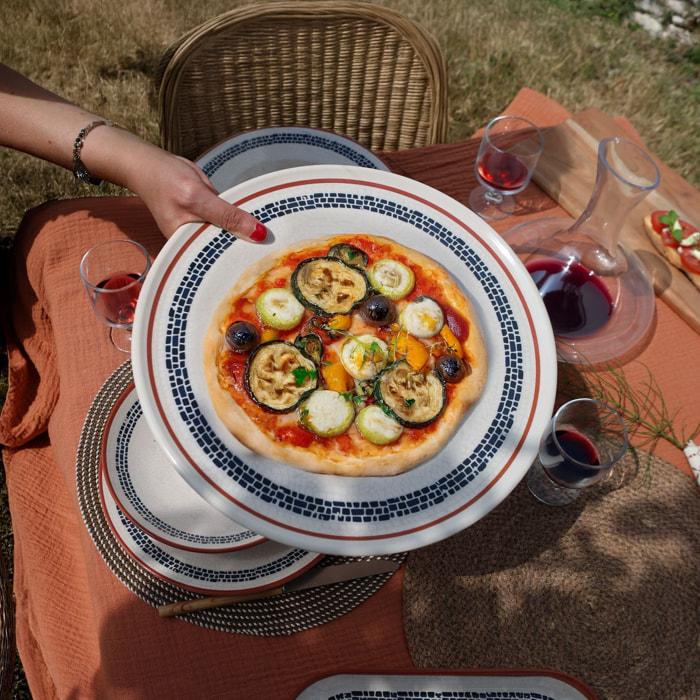 Lot de 6 assiettes à pizza en faïence blanche 32cm AMATXI