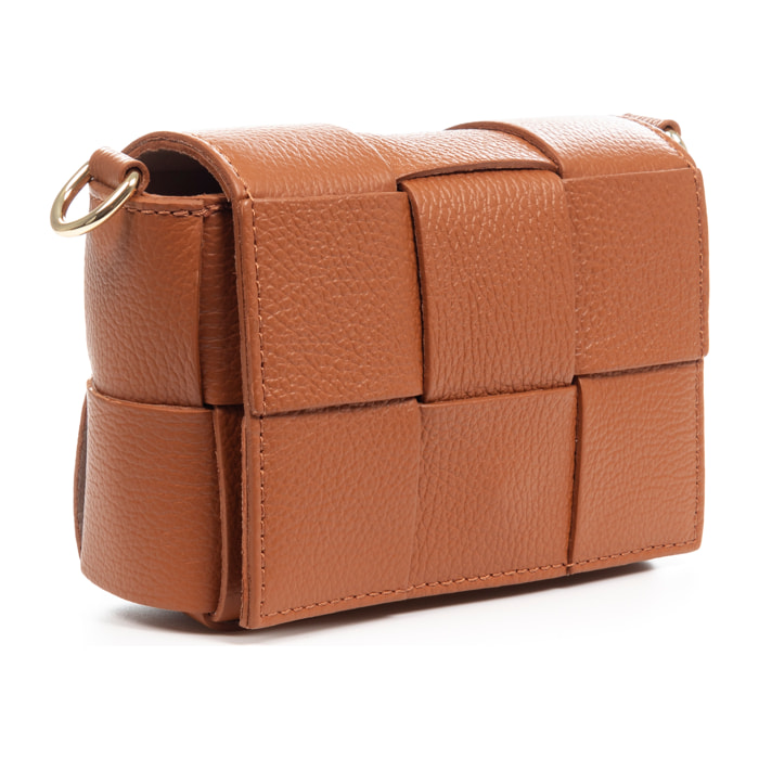 Arguello mini borsa a tracolla donna. Vera pelle Dollaro intrecciata.