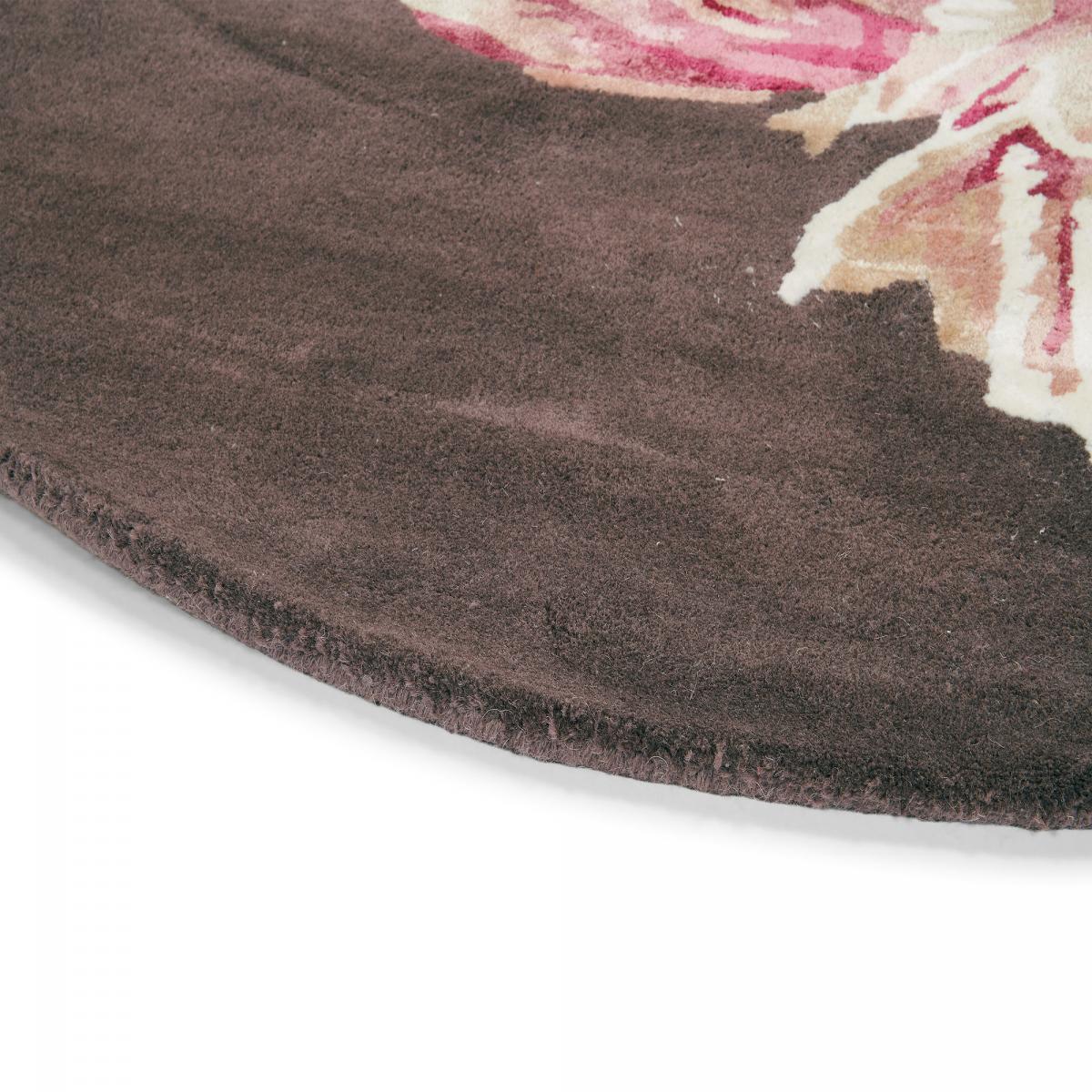 Tapis rond fait à la main en laine motif floral NUITORB