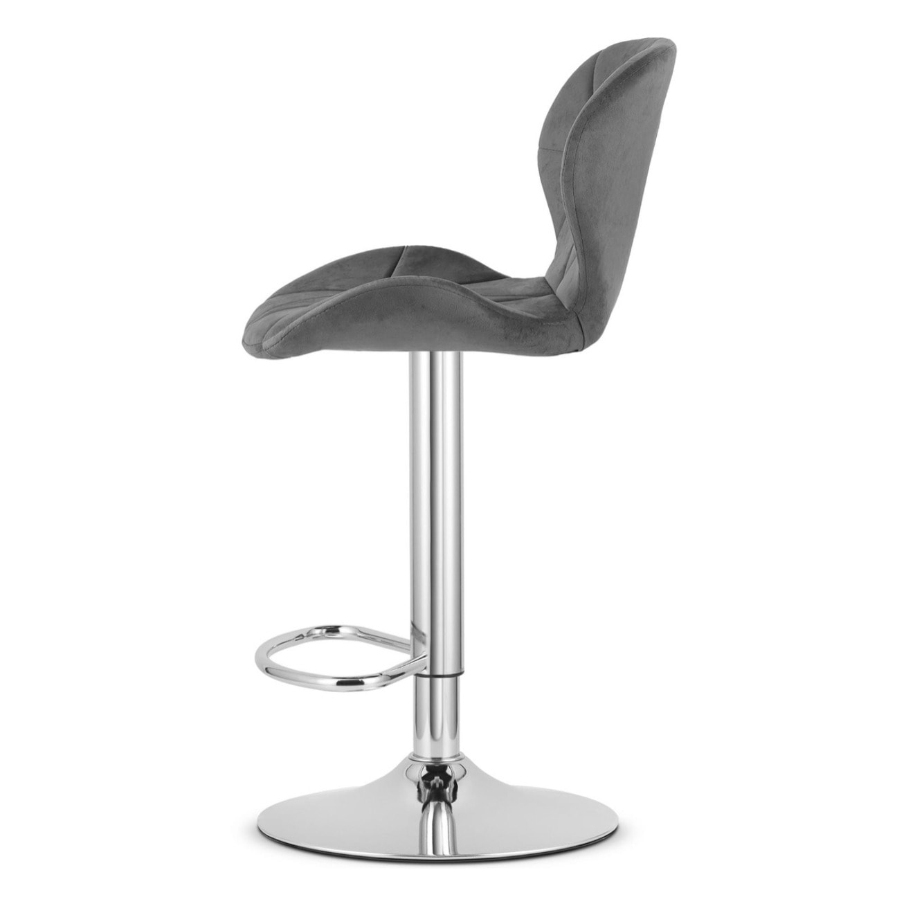 Sgabello alto West in velluto grigio con base cromata