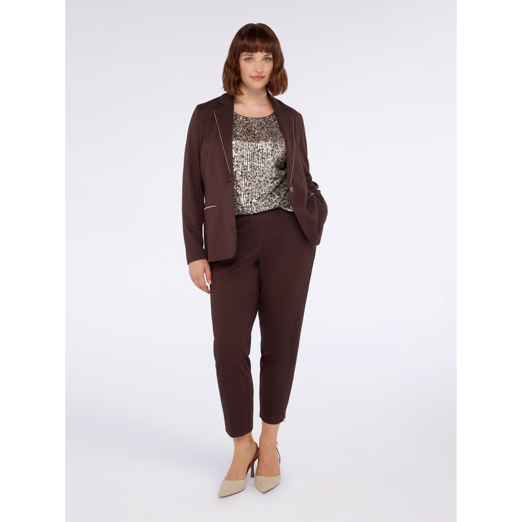 Fiorella Rubino - Pantalones New York en punto Milano - Marrón