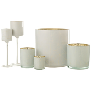 J-Line photophore Sur Pied Milano - verre - blanc/or - large