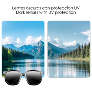 Occhiali intelligenti V1 PRO, controllo chiamate bluetooth, assistente vocale, controllo remoto della fotocamera, filtro solare con protezione CAT.3