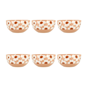 Lot de 6 bols en grès avec motifs à fleurs MARGUERITE