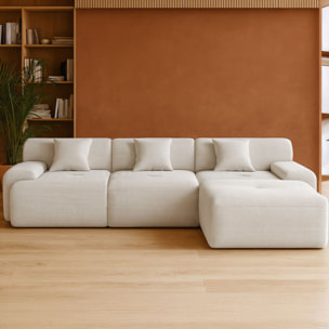 BURGESS Canapé d'angle 5-6 places avec méridienne modulable en velours côtelé beige