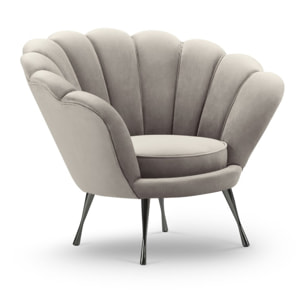 Fauteuil "Kingston" en velours beige clair