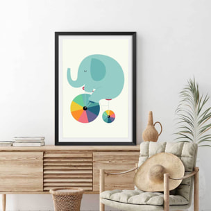 Affiche  elefant circle Affiche + cadre en bois - Noir