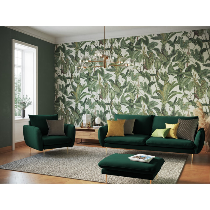 Fauteuil "Vienna" en velours vert bouteille