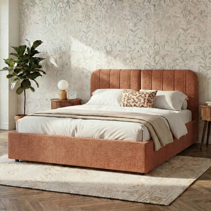 Lit coffre Cala rectangulaire 160x200cm terracotta