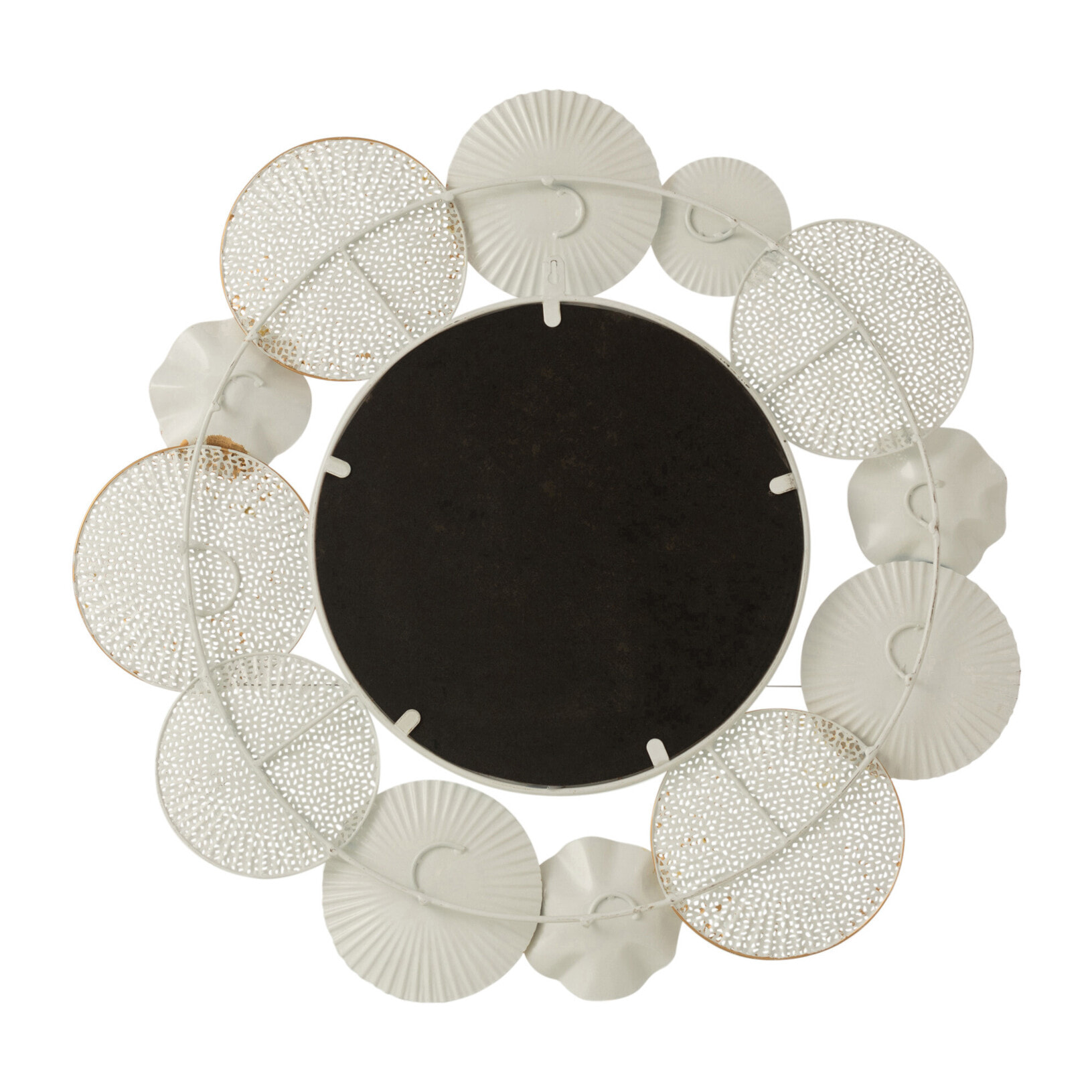 J-Line miroir Rond Cercles - métal - blanc/or - Ø 67.5 cm