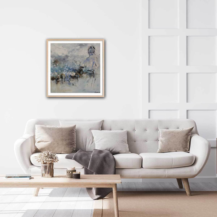 Affiche deco nue de dos Affiche + cadre en bois - Chêne