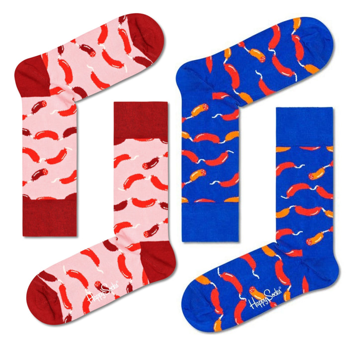 Pack de 2 calcetines azul y rosa Happy socks