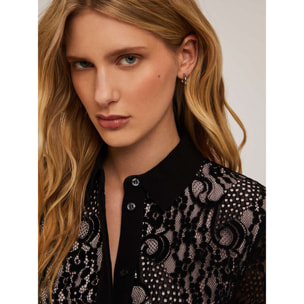 Motivi - Vestido camisero de encaje macramé - Negro