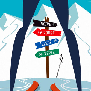 Poster retro piste noire…ou verte! Affiche sous cadre bois