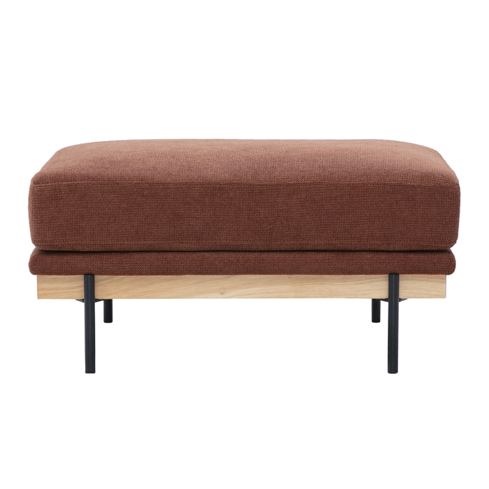 Pouf repose pieds en tissu chenille terre brûlée et métal noir TODD