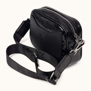 Bandolera Camera Bag con Estampado Animal y Acabado Metalizado BLOCK FUN BLACK LIZARD CROSSBODY CAMERA