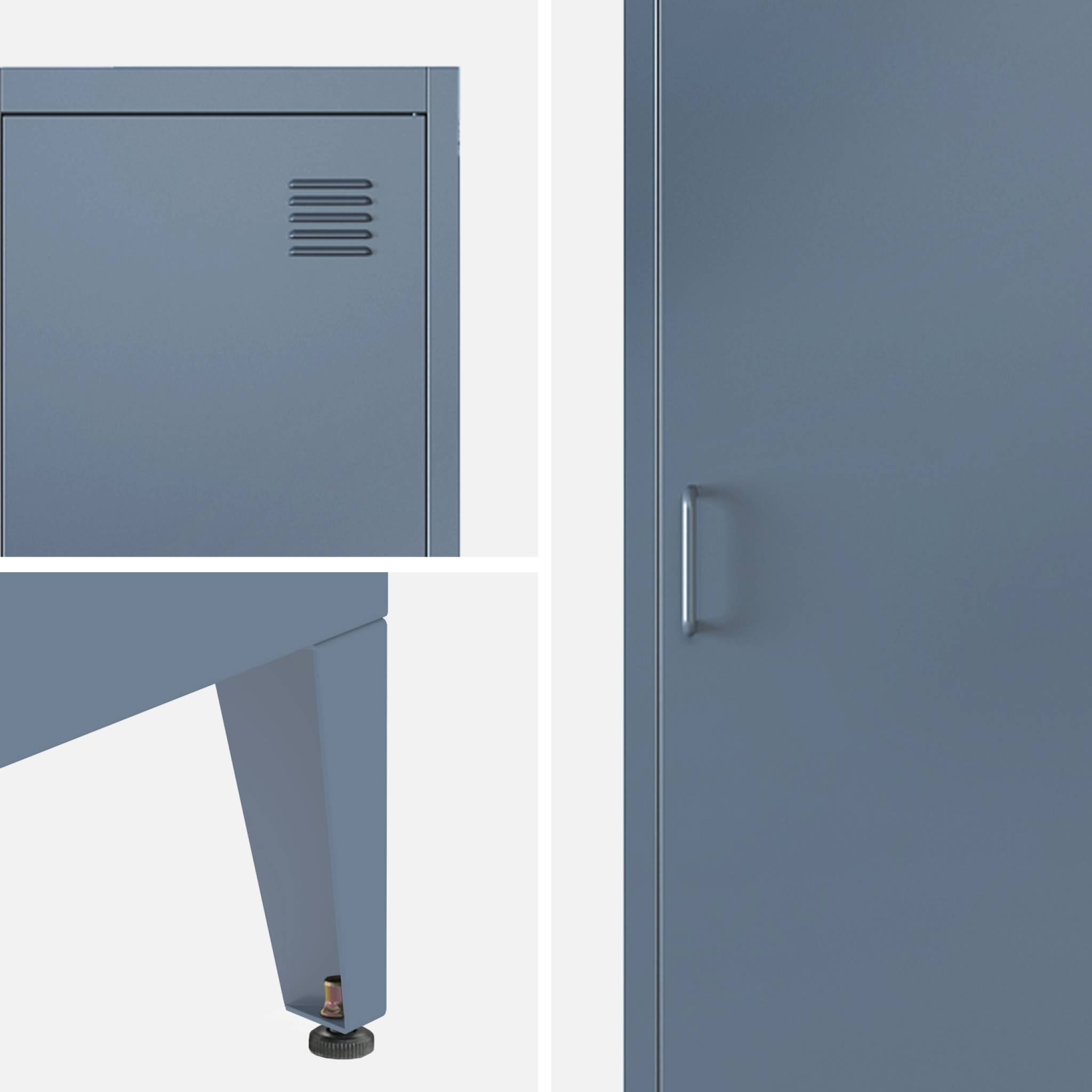 Armoire chambre en acier bleu pétrole. 4 espaces de rangement. casier. L 180 x l 38 x H 38cm