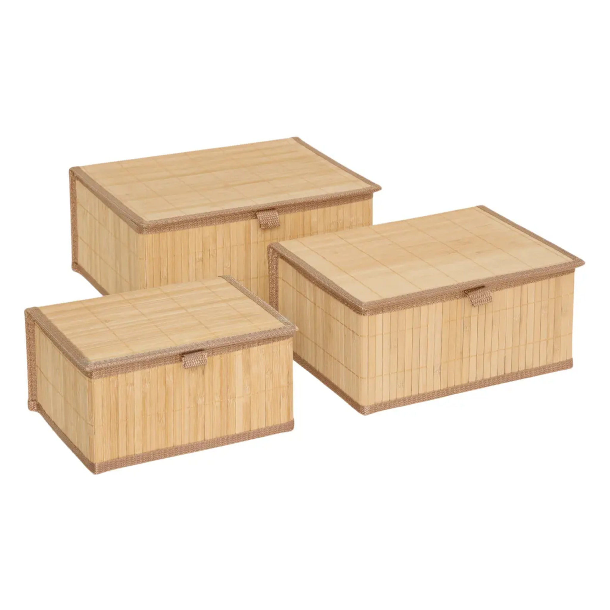 3 boîtes de rangement bambou