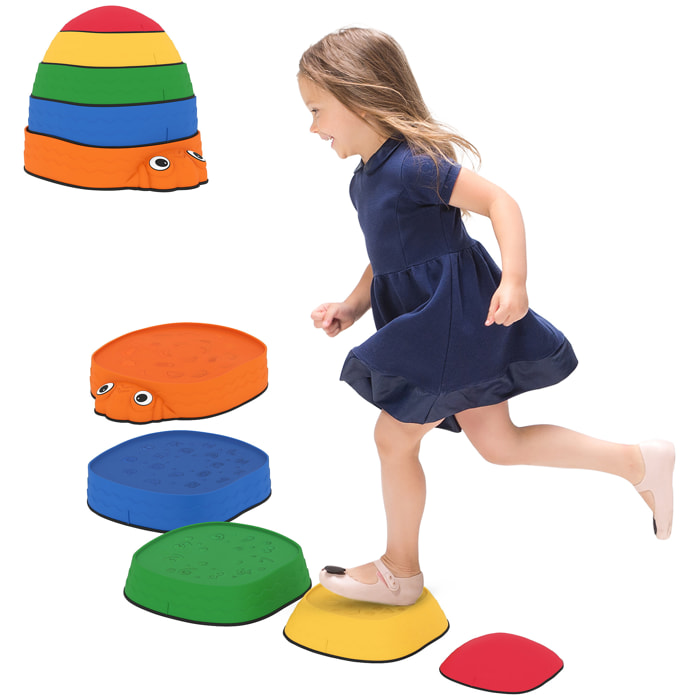 Conjunto de Piedras de Equilibrio para Niños Apilables de 5 Piezas Juego de Equilibrio para Niños de +2 Años Forma de Mariquita Antideslizantes para Interior y Exterior Multicolor