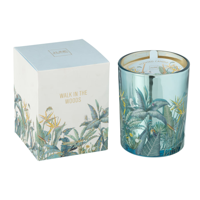 J-Line bougie parfumée Walk In The Woods - Woody Blush - verre -bleu - large - 55H