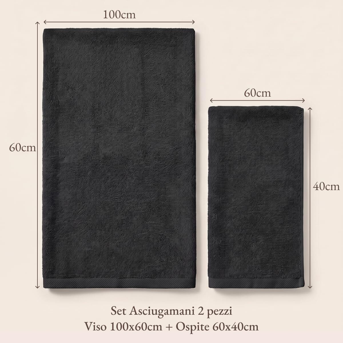 INTRECCI HOME Set Bagno Asciugamani Viso e Ospite, in Puro Cotone 500 g, Morbidezza Extra, Assorbenza Superiore