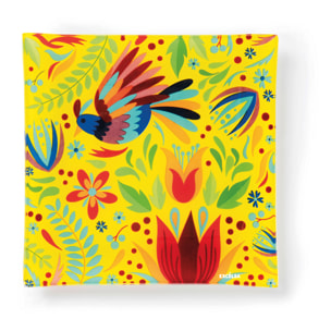 Set 4 piatti vassoio in vetro Excelsa – Mexican Flowers, Multicolore