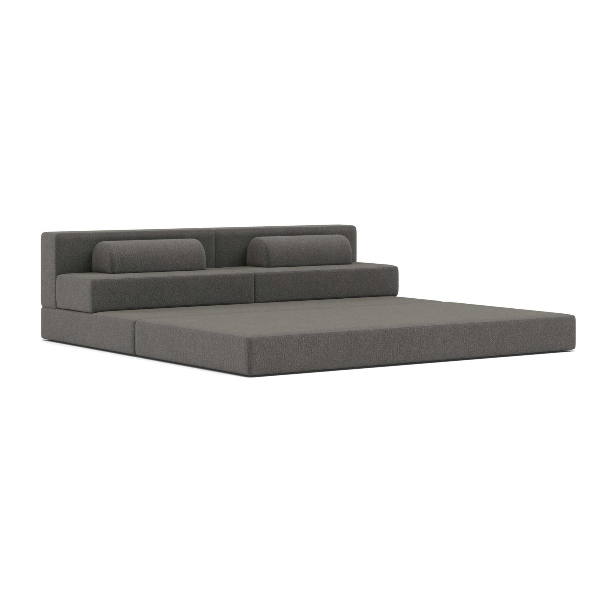 Astral - Canapé 3 places convertible en velours texturé - Gris