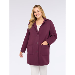 Fiorella Rubino - Cappotto in scuba dalla linea essenziale - Bordeaux