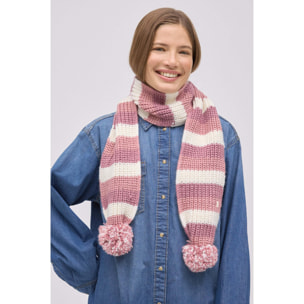Sciarpa lavorata a maglia con pompon a righe