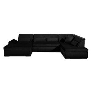 Vermont - canapé panoramique d'angle droit - 7 places - XXL - en velours - Noir