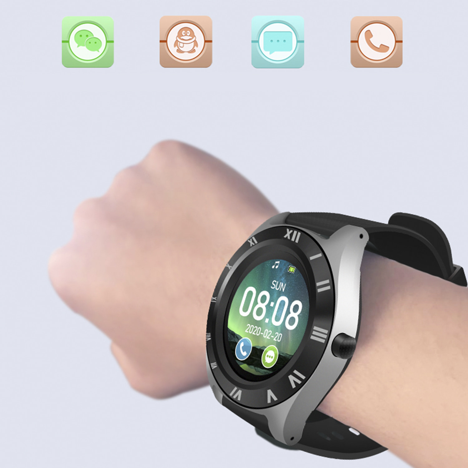 Smartwatch M11 multifunzione con fotocamera, contapassi, avviso di chiamate, notifiche. App per Android. Opzione SIM e micro SD.