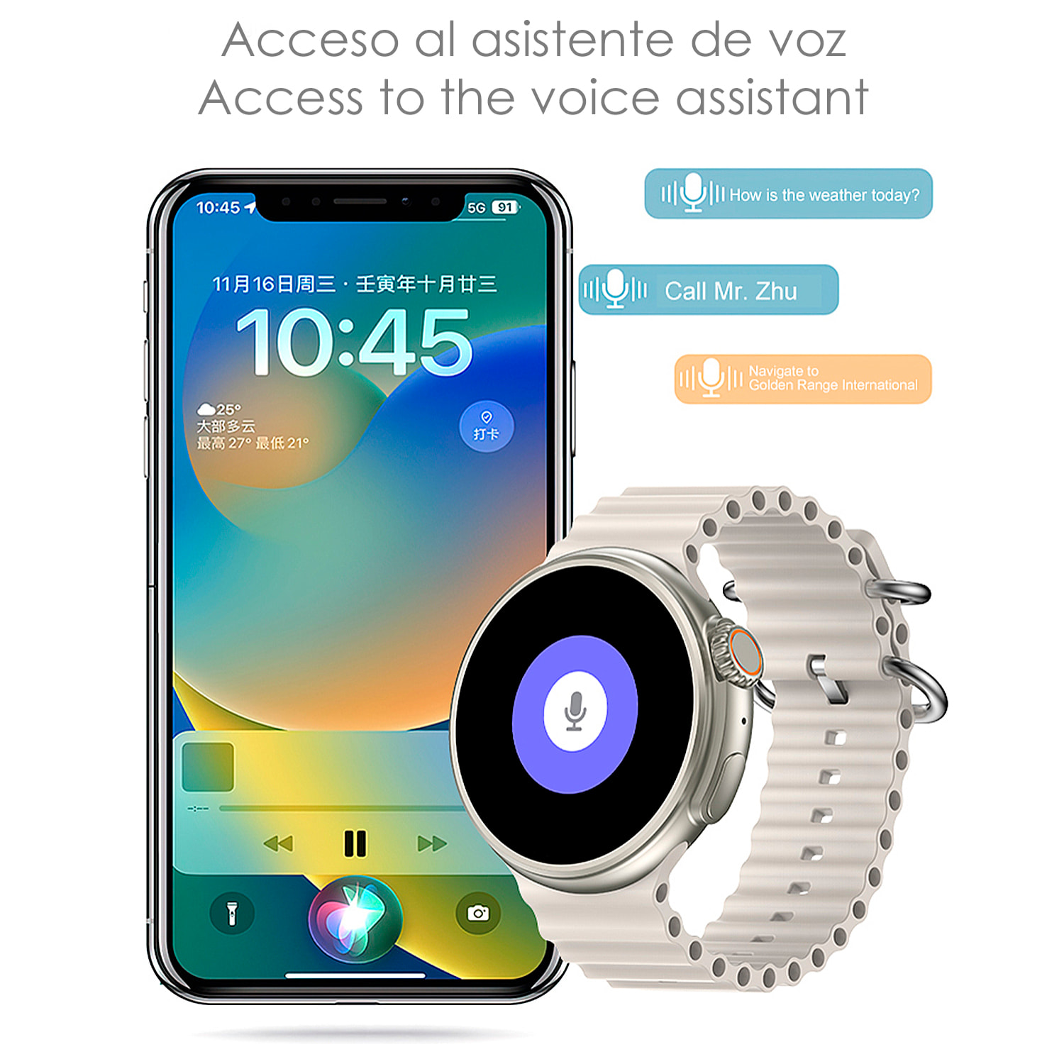 Smartwatch Z13 ULTRA con corona multifunción inteligente, con 20 modos deportivos y monitor de salud. Con dos correas de silicona.