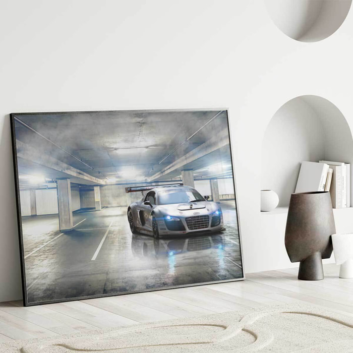 Affiche encadrée voiture sportive parking Affiche + cadre en métal - Noir