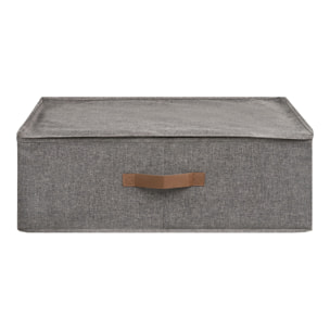 Scatola portaoggetti Noto in tessuto grigio scuro con coperchio e manico 56×47×18 cm