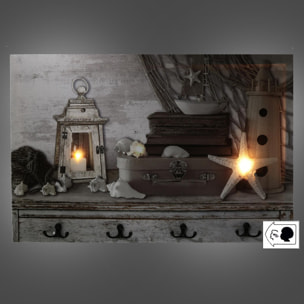 Appendino mare in legno da 8 posti con led cm60x40x1,8