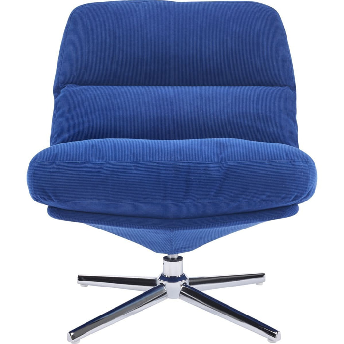 Fauteuil pivotant en velours cotelé et piètement chromé - JULIA