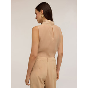 Motivi - Top in organza con ricamo di strass - Beige