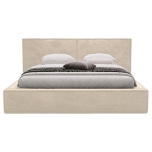 Eros - lit coffre - 140x200 cm - sommier inclus - en velours - Beige